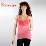 Ladies knitted vest, with jersey and lace