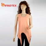 Ladies knitted vest, with jersey fabric  97%cotton 3%elastane