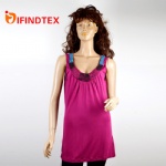 Ladies knitted vest, with jersey fabric and beaded embroider 