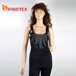 Ladies knitted vest,  main: 95%cotton 5%elastane  trim: 100%polyester