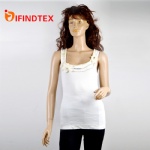 Ladies knitted vest,  with rib and beaded  embroider  main: 95%cotton 5%elastane  trim: 100%silk