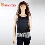 Ladies knitted vest,  with roma fabric and tassels