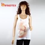 Ladies knitted vest, with jersey fabric and beaded  embroider,  50%xcotton 50%model
