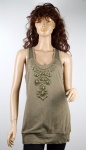 Laides knitted vest, with jersey fabric and beaded  embroider 