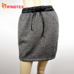 Ladies knitted skirt, with terry fabric, pu and fibres metallisees