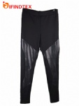 Ladies knitted trousers, with roma fabric and PU,  78%polyester 18%viscose 4%elastane