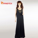 Ladies knitted dress, with jersey fabric and rivets,  95%viscose 5%spandex