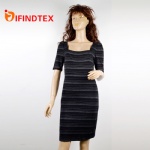 Ladies knitted dress, shell: 92%viscose 6%metallsed fibre 2%elastane,  lining: 95%viscose 5%elastane